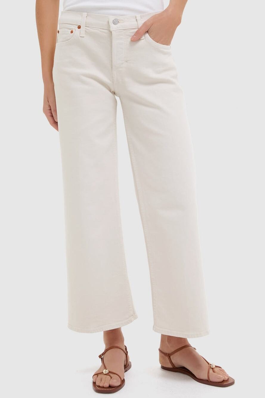 RE/DONE Mid Rise Wide Leg Crop - Vintage White Size 31 NWT D0087